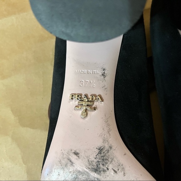 Prada | Suede 65mm Round Block Heel Pumps Square Toe Classic Size 7.5 (EU 37.5) - Picture 15 of 15